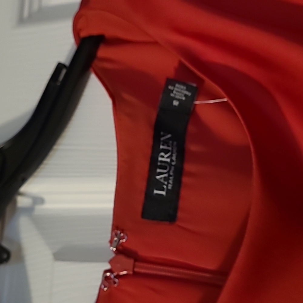 NWT Lauren Ralph Lauren Red Sheath Dress with Flutter Sleeves for Cocktail - Picture 2 of 9